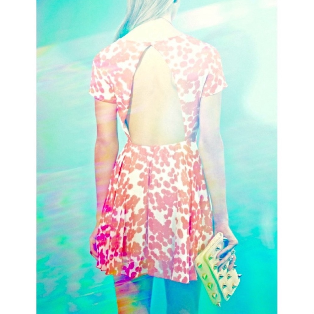 LF Open Back Cut-Out Cutout Backless Fit & Flare Skater Scuba Chiffon Mini Dress